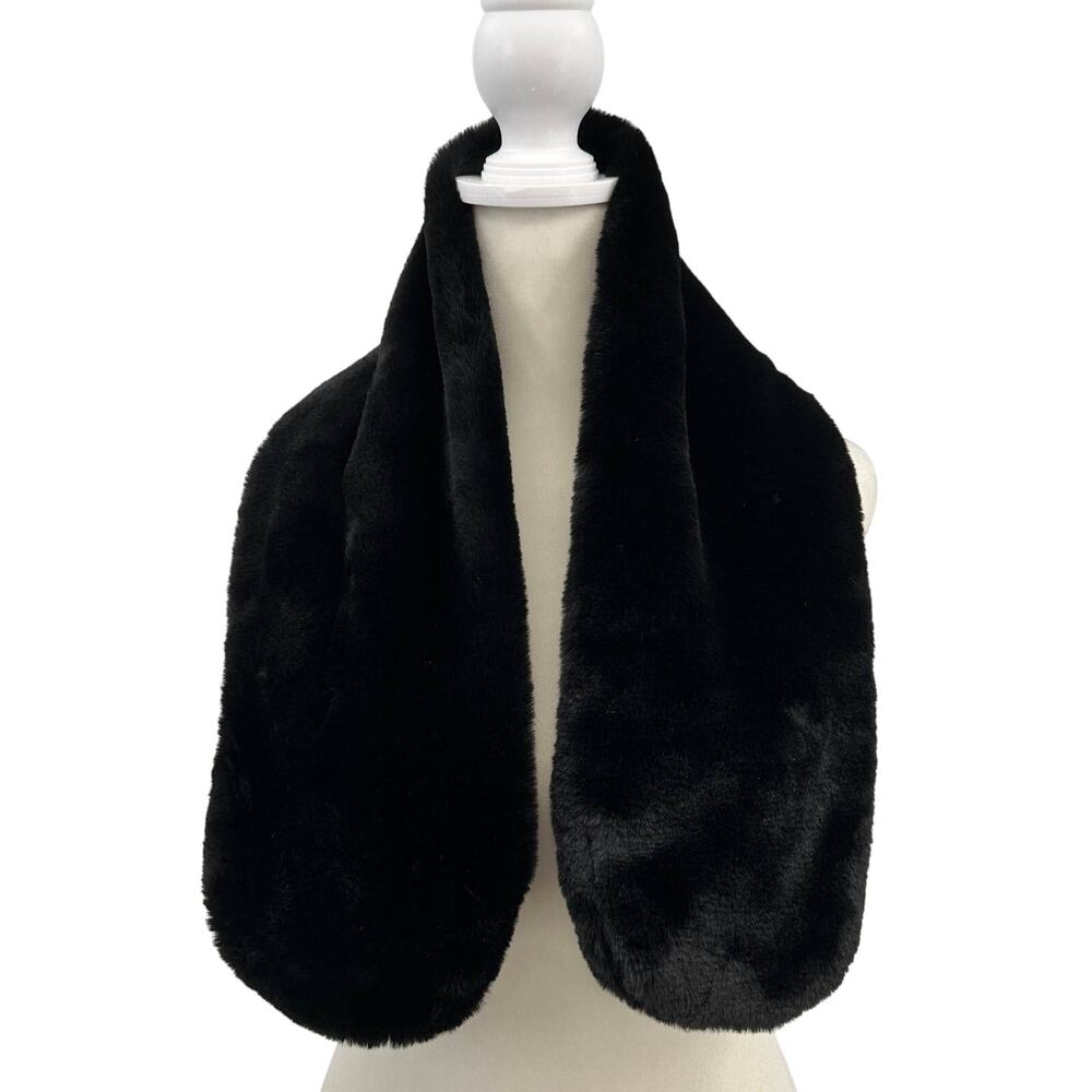 Heimish Faux Fur Scarf OS Black Soft Plush Neck Warmer Quiet Luxury Winter Chic
